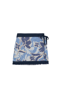 Bethany Mini Wrap Skirt - Blue Floral