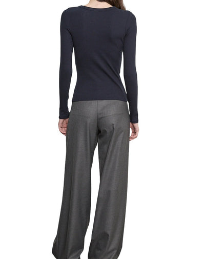 Cashmere Rib Crew Dark Heather Grey