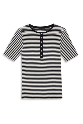 Alessia Tee - Cream and Black Stripe