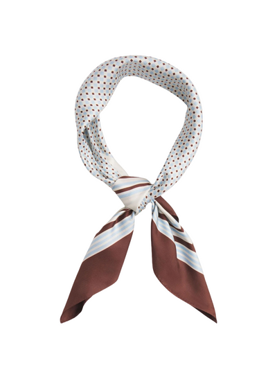 Albers Print Silk Scarf in Ganache/Sky Blue Dotted