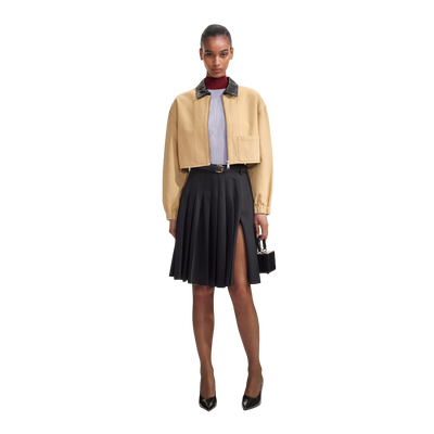 Beige Denim Cropped Jacket - Beige