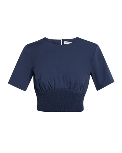 Adair S/S Crewneck Crop Top - Midnight Blue