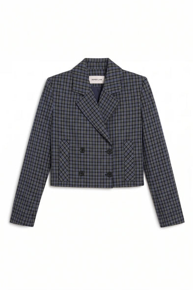 Jasmine Cropped Double Breasted Blazer Navy/Grey