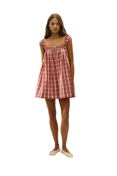 Belinha Mini Dress Ines Check Terra Rosso