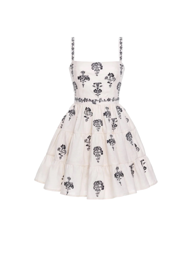 mini floral tea dress Téa White Floral Appliqué Mini Dress