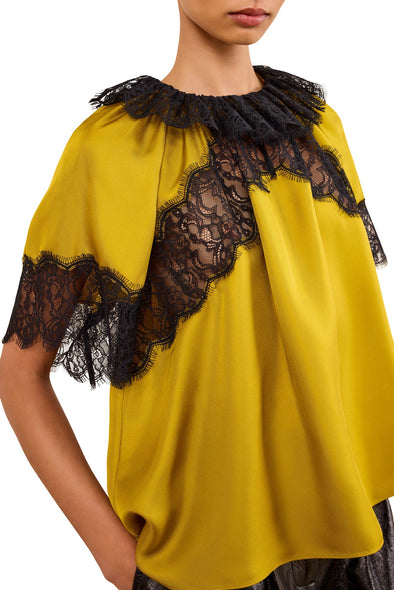 Nina Short Sleeve Silk Blouse Citrine