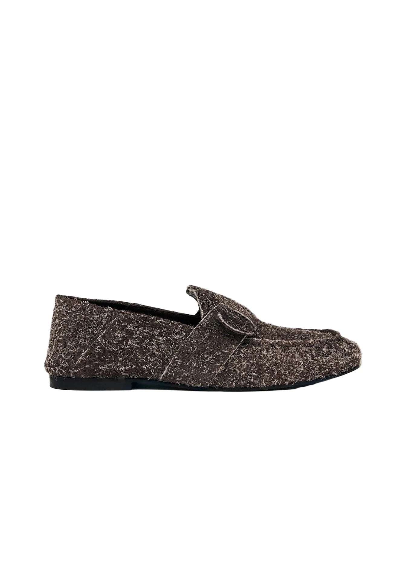 Aeryn Suede Fuzzy Brown Leather Loafers