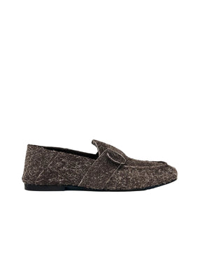 Aeryn Suede Fuzzy Brown Leather Loafers